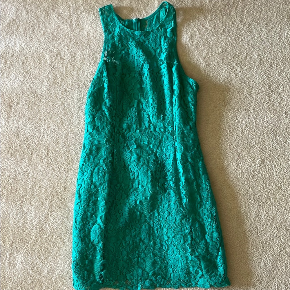 BB Dakota Turquoise Lace Formal Dress
